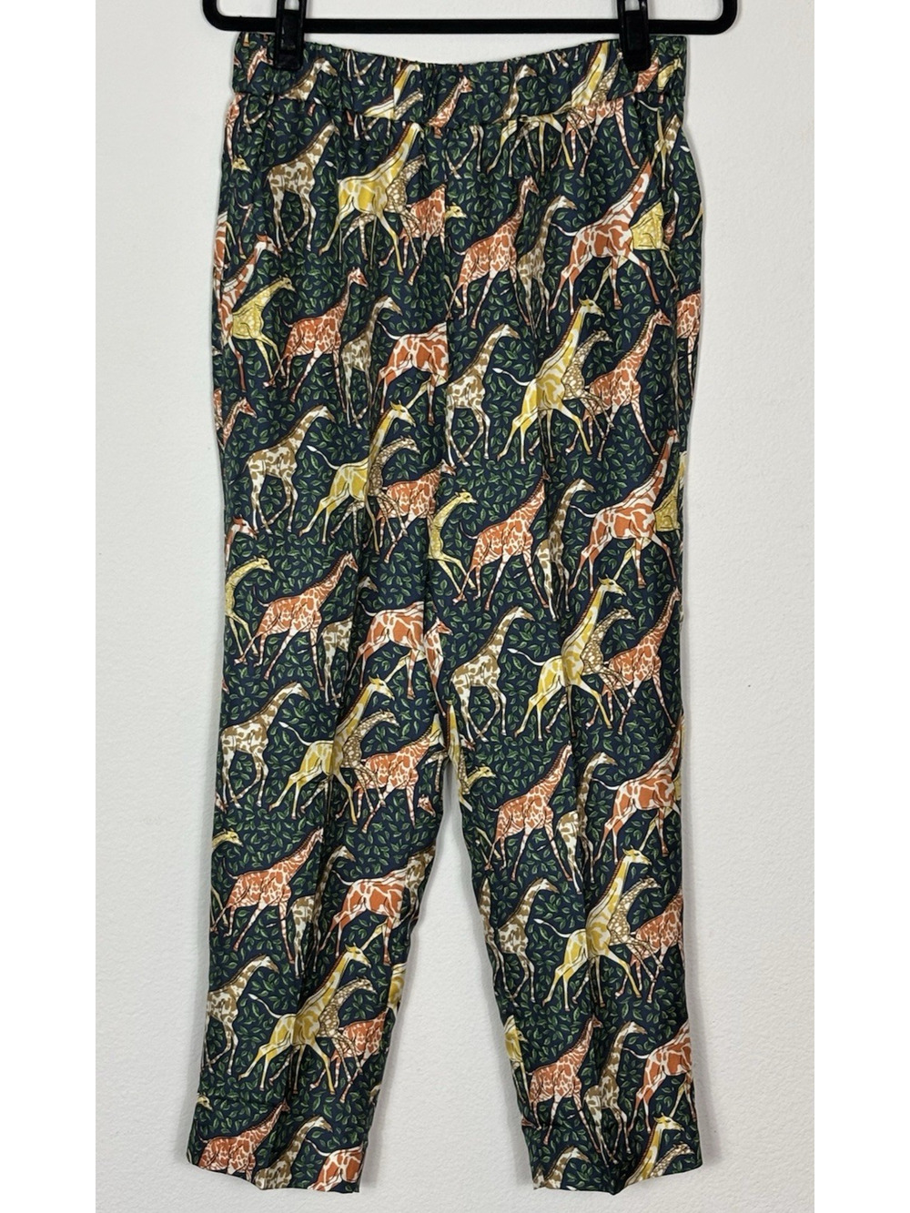 J Crew Collection Pants 100% Silk Will Giraffe Eclectic Artsy Pull On Sz 4
